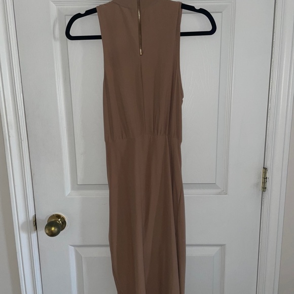 Tan Ruched High Neck Dress - Picture 7 of 8